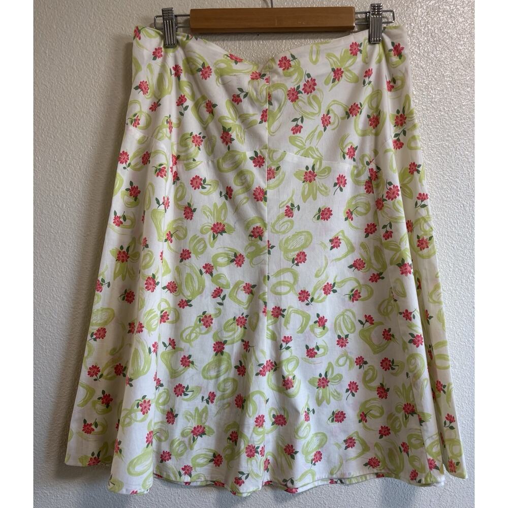 VTG Y2K Fashion Bug White Pink Floral A-Line Mini Skirt Size 10 Stretch Cottage